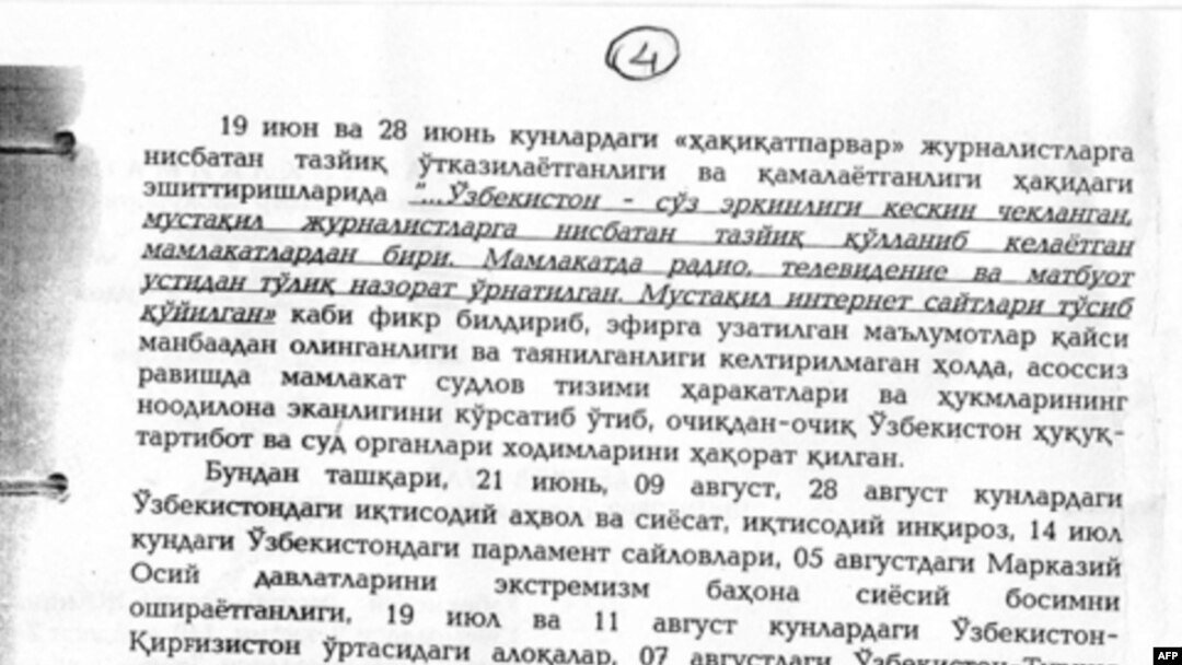 Amerika Ovozi muxbiriga berilgan ayblov xulosalari 4-bet