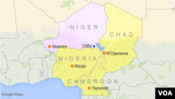 Map showing Diffa, Niger, and surrounding countries