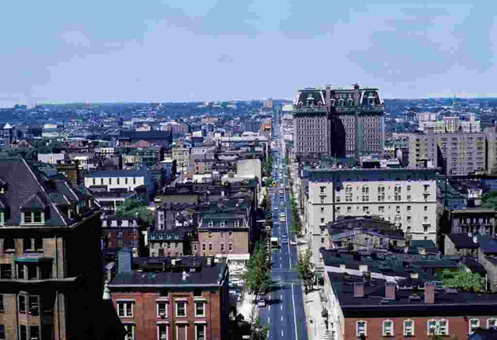 View looking uptown along North Charles Street from atop the Washington Monument.