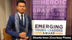 Pemuda Indonesia, Diovio Alfath, penerima penghargaan "Emerging Young Leaders" dari Deplu AS (Dok: VOA)