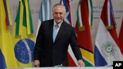 FILE - Brazil's President Michel Temer attends the opening ceremony of the World Trade Organization Ministerial Conference in Buenos Aires, Argentina, Dec. 10, 2017.