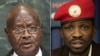 Presidente Yoweri Museveni (esq), líder da oposição Bobi Wine, candidatos à eleição de 14 Janeiro 2021, no Uganda