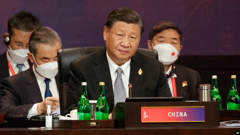 中国国家主席习近平在二十国集团印尼巴厘岛峰会上出席会议（2022年11月16日）(photo:VOA)