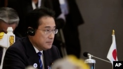 日本首相岸田文雄在東盟峰會上。