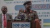 Meja Generali Jeff Nyagah, kamanda wa jeshi la jumuiya ya Afrika mashariki akihutubia waandishi wa habari mjini Goma, Jamhuri ya kidemokrasia ya Congo. Nov. 16, 2022. AFP