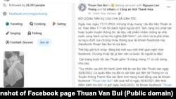 Xuất hiện các bài đăng mới trên trang Facebook Thuan Van Bui từ sáng sớm hôm 16/11/2022.