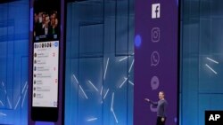 Facebook CEO Mark Zuckerberg makes the keynote address at F8, Facebook's developer conference, May 1, 2018, in San Jose, Calif. 