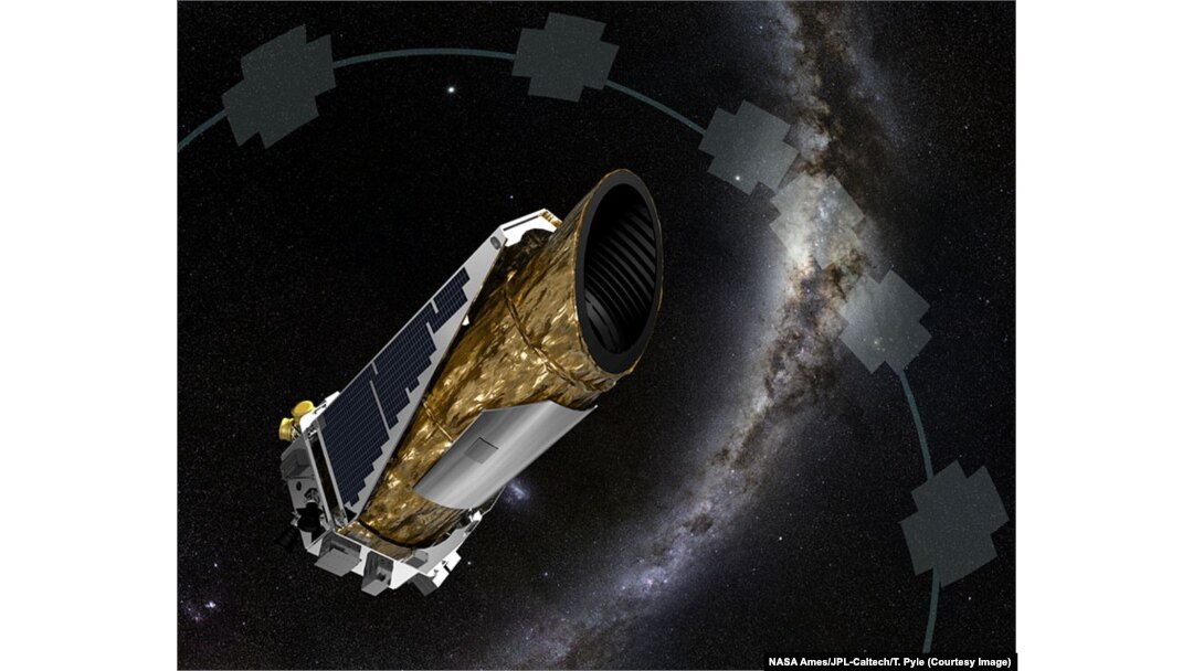 Artist's impression of the Kepler spacecraft in one of its observing configurations