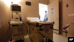 FILE - A procedure room is seen during a tour at Whole Woman’s Health of San Antonio, Feb. 9, 2016, in San Antonio, Texas.