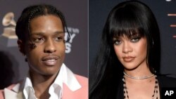 Foto Achiv: Atis rap Ameriken A$AP Rocky ak chantez epi modis Rihanna ki se moun Barbad. 