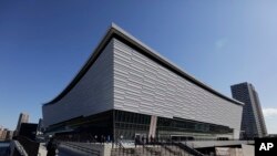 A general view of the Ariake Arena, a venue for volleyball at the Tokyo 2020 Olympics and wheelchair basketball during the Paralympics, Feb. 2, 2020, in Tokyo. 