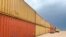 FILE - This photo provided by the Arizona Governor's Office shows shipping containers that will be used to fill a 305-meter gap in the border wall with Mexico near Yuma, Ariz., on Aug. 12, 2022.