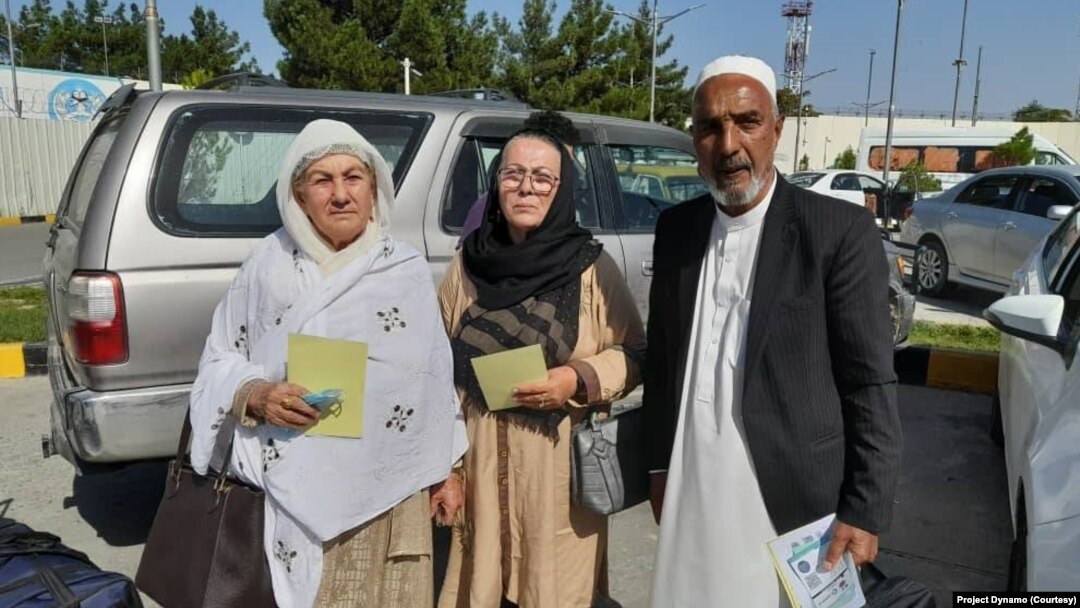 Rescued U.S. permanent residents Rahima Sadaat, 83, Noor Mohammad Ataie, 72, and Ataie’s wife Anisa Ataie, 59. 