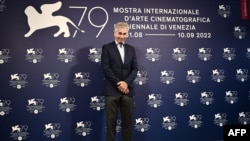 US director Steve James poses Sept. 2, 2022, during a photocall for the film 'A Compassionate Spy' during the 79th Venice International Film Festival at Lido di Venezia in Venice, Italy.