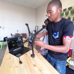 Thumbiko Nkwawa Zingwe, a student at the newly-launched African Drone and Data Academy, says the course he has taken there has insipred him to start a space agency in Malawi. (Lameck Masina/VOA)