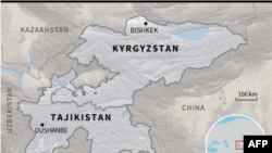 Map of Kyrgyzstan and Tajikistan