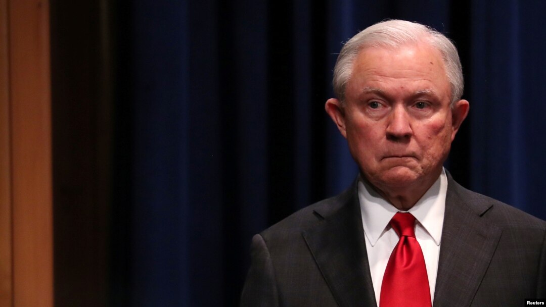  U.S. Attorney General Jeff Sessions attends a news conference on the arrest of a suspect in the sending of at least a dozen parcel bombs to Democratic politicians and high-profile critics of President Trump.