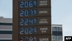 Fuel prices are seen on an electronic display at an oil and gas station in Berlin, Germany, April 29, 2022.