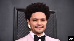 FILE - Trevor Noah at the 64th Annual Grammy Awards at the MGM Grand Garden Arena, April 3, 2022, in Las Vegas. He will host the White House Correspondents dinner, April 30, 2022.