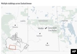 Canadian police say multiple people are dead in 13 locations at two communities in Saskatchewan.