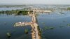 This aerial photograph shows makeshift tents for people displaced due to the floods after heavy monsoon rains at Sohbatpur in Jaffarabad district of Balochistan province, Sept. 4, 2022.