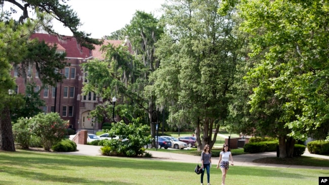 A wide view of Florida State University, in Tallahassee, Florida. Student graduation and investment in academics has boosted the school recently.