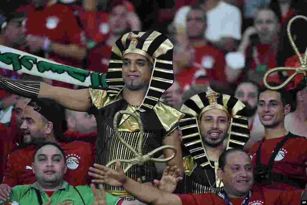 Egyptian supporters in Cameroon, Feb. 3, 2022.