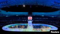 საქართველოს ოლიმპიური ნაკრები და ეროვნული დროშა პეკინის ეროვნულ სტადიონზე