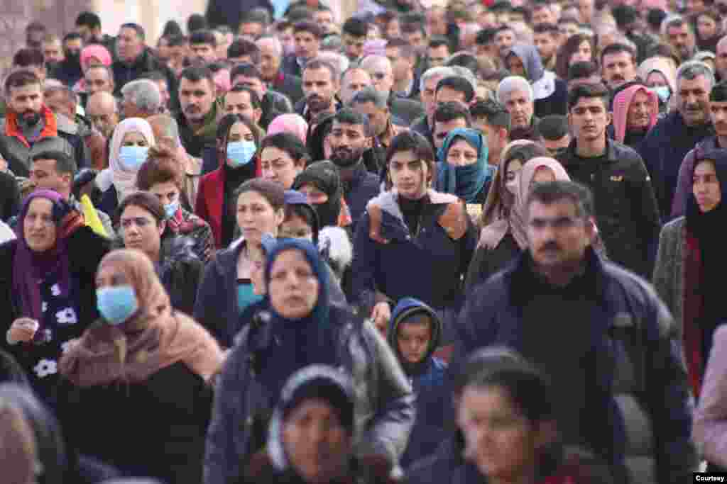 A funeral service for 12 members of the Syrian Democratic Forces (SDF) was held in al-Qamishli on Wednesday. 