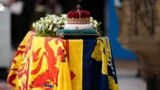 The Crown of Scotland sits atop the coffin of Queen Elizabeth II during a Service of Prayer and Reflection for her life at St Giles' Cathedral, Edinburgh, Sept. 12, 2022.