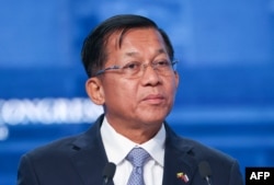 Pemimpin junta Myanmar Min Aung Hlaing menghadiri Forum Ekonomi Timur di Vladivostok pada 7 September 2022. (Foto: AFP)