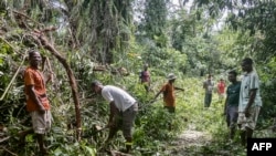 Residents of Mahanoro, Madagascar, are seen clearing the damages caused by the passage of Cyclon Batsirai on Feb. 6, 2022.