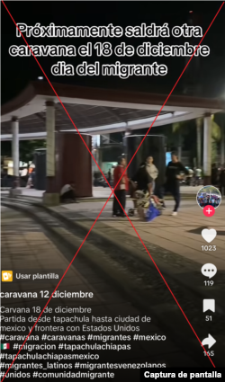 Captura de desinformación en TikTok.