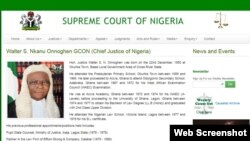 A portion of Chief Justice Walter Onnoghen's biographical page on the Nigerian Supreme Court's website.