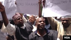 Teachers protesting against Boko Haram in Maiduguri, capital of the northeastern Nigerian state of Borno.