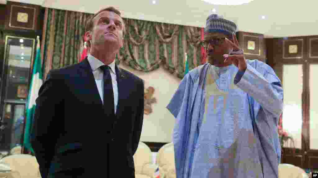 Shugaba Muhammadu Buhari da shugaba Emmanuel Macron na kasar Faransa &nbsp;