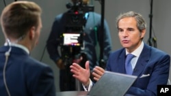 International Atomic Energy Agency Director General Rafael Mariano Grossi speaks to the media at the COP29 U.N. Climate Summit, Nov. 12, 2024, in Baku, Azerbaijan.