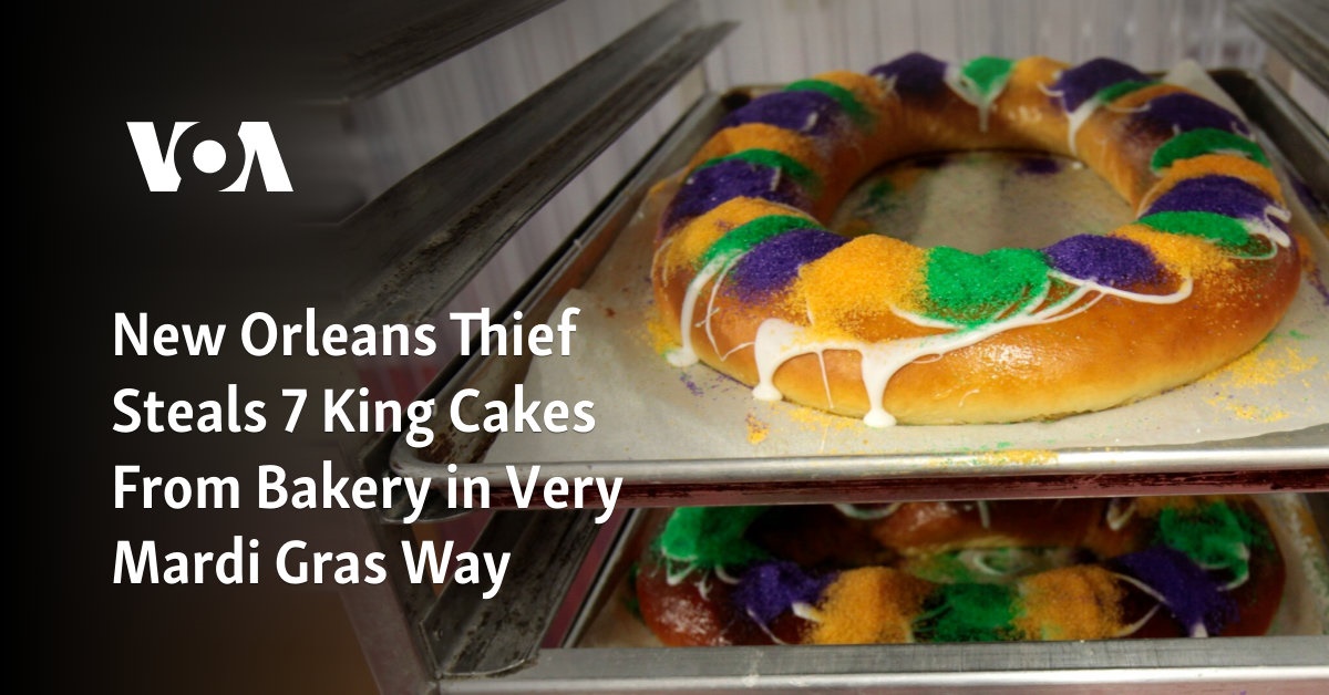 Thief in New Orleans steals 7 King Cakes from bakery in festive Mardi Gras style.