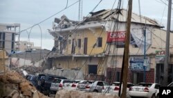 The Naso-Hbalod hotel was destroyed by a bomb attack in Mogadishu, Somalia, June 25, 2016. 