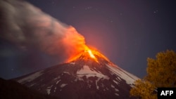 View of the Volcano Villarrica in southern Chile which began erupting on March 03, 2015 forcing the evacuation of some 3,000 people in nearby villages, the government said. 