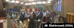 America Muslims perform Eid prayers at the St. Andrew's Church in Burke, Virginia, Aug. 21, 2018. The church regularly shares its space with the nearby Peace Islamic Center.