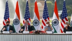 時任美國和印度的外長和防長2020年10月27日在新德里舉行第三次2加2會談（路透社）