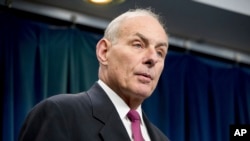 Homeland Security Secretary John Kelly speaks at a news conference at the U.S. Customs and Border Protection headquarters in Washington, Jan. 31, 2017, to discuss the operational implementation of the president's executive orders.