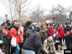 FILE - Affirmative action supporters rally outside the U.S. Supreme Court in Washington, D.C., Dec. 9, 2015. (A. Scott/VOA)