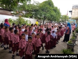 Anak-anak di Sekolah Dasar Negeri 101729 Kabupaten Deli Serdang, Sumatera Utara.