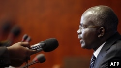 FILE - Burundi's second vice-president, Gervais Rufyikiri, is seen taking a question during a press conference.