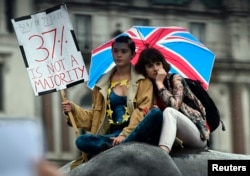 Demonstrators take part in a protest aimed at showing London's solidarity with the European Union following the recent EU referendum, inTrafalgar Square, central London, Britain, June 28, 2016.