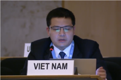 Đại diện của Đoàn Việt Nam phát biểu tại phiên họp của Hội đồng Nhân quyền LHQ, ngày 15/09/2020. UN Web TV.