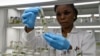 Une technicienne de laboratoire examine des cultures in vitro à Bingerville, Côte d'Ivoire, 27 juin 2018.