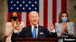 Pidato pertama Presiden AS Joe Biden kepada Kongres di Washington, AS, 28 April 2021. (Foto: Melina Mara via REUTERS)